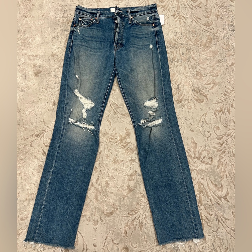 Mother the Trickster Skimp Fray in Thrill Seeker Distressed Denim Jeans 27 - Picture 15 of 15
